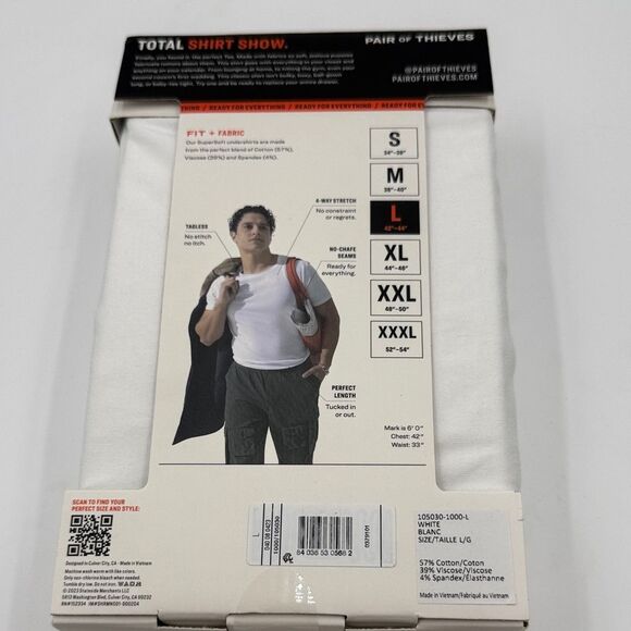 2 packs- Pair of Thieves-Classic Tee - White- 2 count- Size Large - Picture 4 of 8